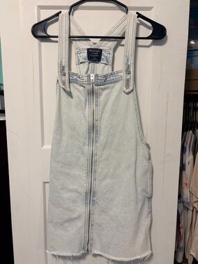 Abercrombie & Fitch Light Blue Acid-Wash Denim Overalls